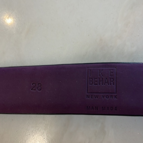 Ike Behar Mens’ Genuine Embossed Black Leather Belt- size 28 - Picture 4 of 7